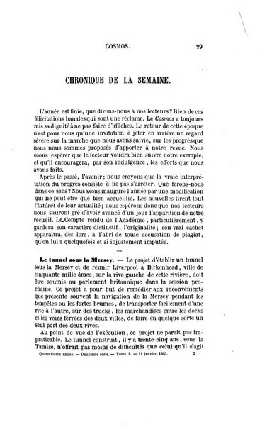 Le cosmos revue encyclopedique hebdomadaire des progres des sciences et de leurs applications aux arts et a l'industrie