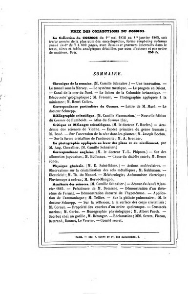 Le cosmos revue encyclopedique hebdomadaire des progres des sciences et de leurs applications aux arts et a l'industrie