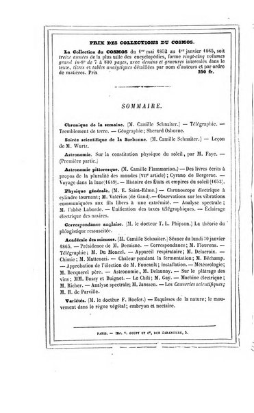 Le cosmos revue encyclopedique hebdomadaire des progres des sciences et de leurs applications aux arts et a l'industrie