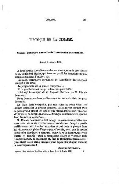 Le cosmos revue encyclopedique hebdomadaire des progres des sciences et de leurs applications aux arts et a l'industrie