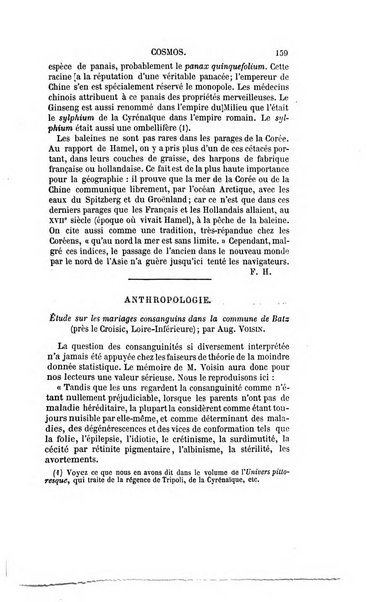 Le cosmos revue encyclopedique hebdomadaire des progres des sciences et de leurs applications aux arts et a l'industrie