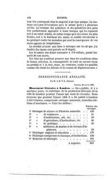 Le cosmos revue encyclopedique hebdomadaire des progres des sciences et de leurs applications aux arts et a l'industrie