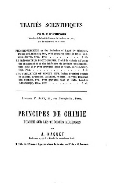 Le cosmos revue encyclopedique hebdomadaire des progres des sciences et de leurs applications aux arts et a l'industrie