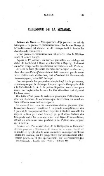 Le cosmos revue encyclopedique hebdomadaire des progres des sciences et de leurs applications aux arts et a l'industrie