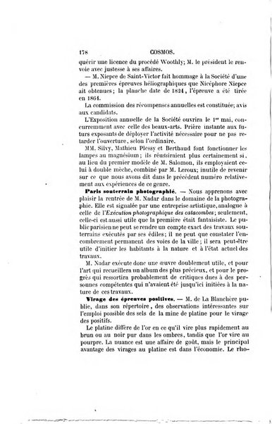 Le cosmos revue encyclopedique hebdomadaire des progres des sciences et de leurs applications aux arts et a l'industrie