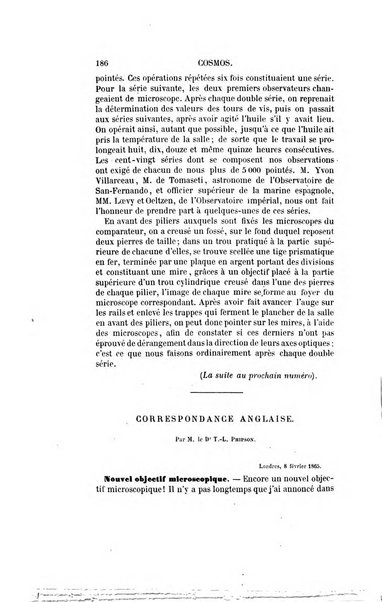 Le cosmos revue encyclopedique hebdomadaire des progres des sciences et de leurs applications aux arts et a l'industrie