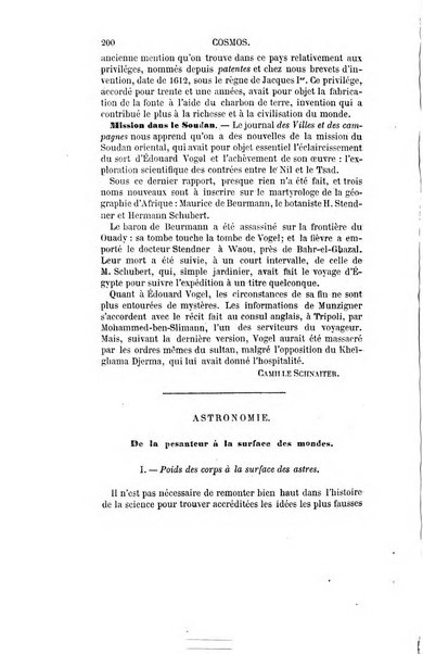 Le cosmos revue encyclopedique hebdomadaire des progres des sciences et de leurs applications aux arts et a l'industrie