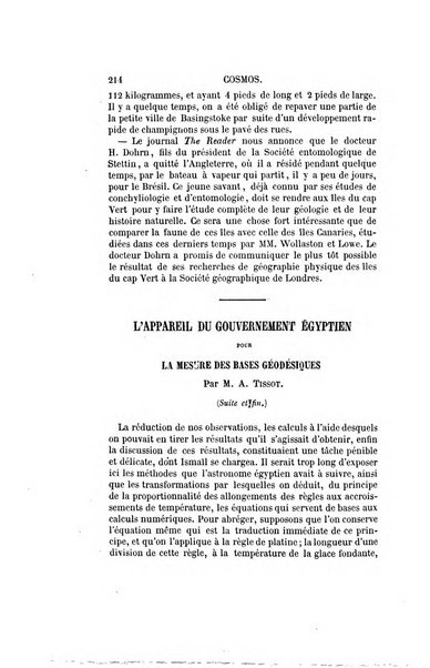 Le cosmos revue encyclopedique hebdomadaire des progres des sciences et de leurs applications aux arts et a l'industrie