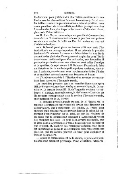 Le cosmos revue encyclopedique hebdomadaire des progres des sciences et de leurs applications aux arts et a l'industrie