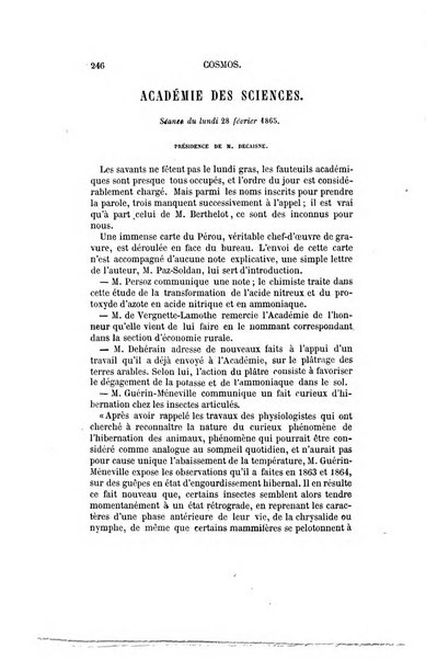 Le cosmos revue encyclopedique hebdomadaire des progres des sciences et de leurs applications aux arts et a l'industrie