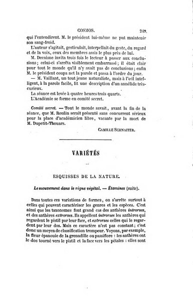 Le cosmos revue encyclopedique hebdomadaire des progres des sciences et de leurs applications aux arts et a l'industrie