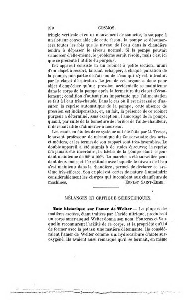 Le cosmos revue encyclopedique hebdomadaire des progres des sciences et de leurs applications aux arts et a l'industrie