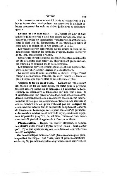 Le cosmos revue encyclopedique hebdomadaire des progres des sciences et de leurs applications aux arts et a l'industrie