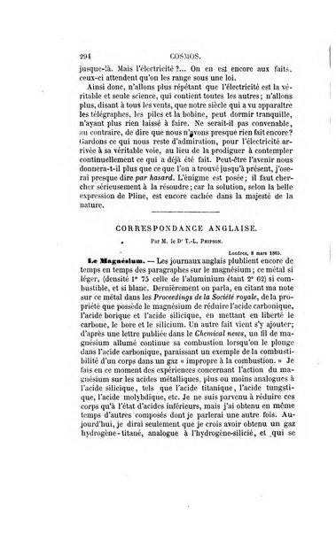 Le cosmos revue encyclopedique hebdomadaire des progres des sciences et de leurs applications aux arts et a l'industrie