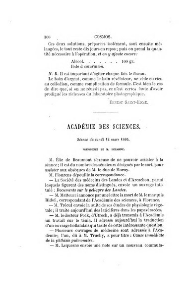 Le cosmos revue encyclopedique hebdomadaire des progres des sciences et de leurs applications aux arts et a l'industrie