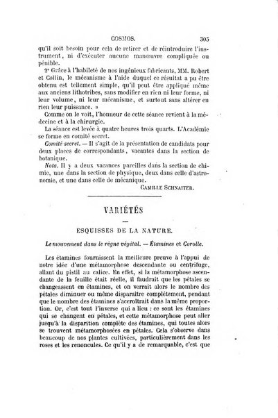 Le cosmos revue encyclopedique hebdomadaire des progres des sciences et de leurs applications aux arts et a l'industrie