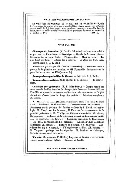 Le cosmos revue encyclopedique hebdomadaire des progres des sciences et de leurs applications aux arts et a l'industrie