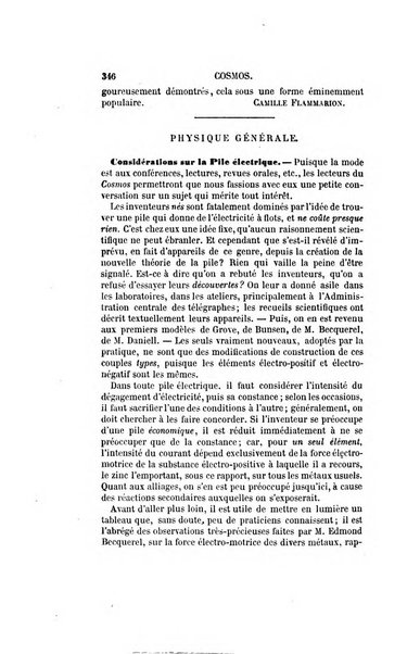 Le cosmos revue encyclopedique hebdomadaire des progres des sciences et de leurs applications aux arts et a l'industrie