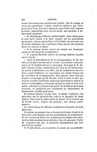 Le cosmos revue encyclopedique hebdomadaire des progres des sciences et de leurs applications aux arts et a l'industrie