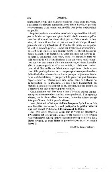 Le cosmos revue encyclopedique hebdomadaire des progres des sciences et de leurs applications aux arts et a l'industrie