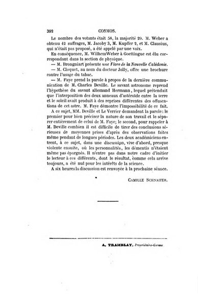 Le cosmos revue encyclopedique hebdomadaire des progres des sciences et de leurs applications aux arts et a l'industrie