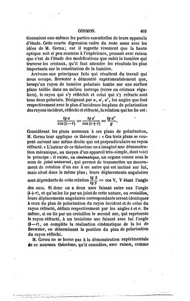 Le cosmos revue encyclopedique hebdomadaire des progres des sciences et de leurs applications aux arts et a l'industrie