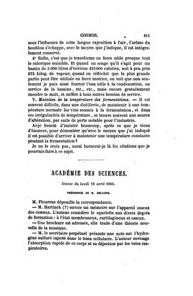 Le cosmos revue encyclopedique hebdomadaire des progres des sciences et de leurs applications aux arts et a l'industrie