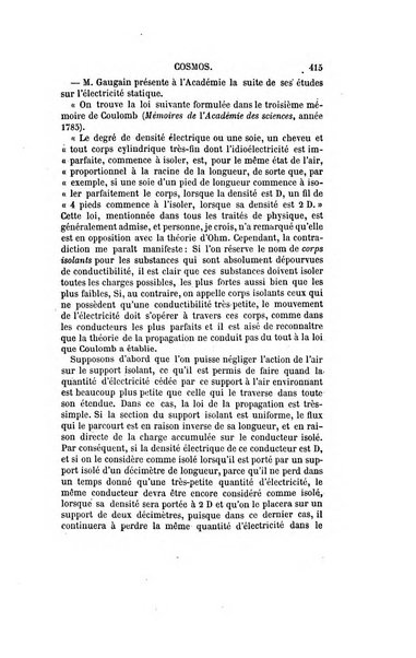 Le cosmos revue encyclopedique hebdomadaire des progres des sciences et de leurs applications aux arts et a l'industrie