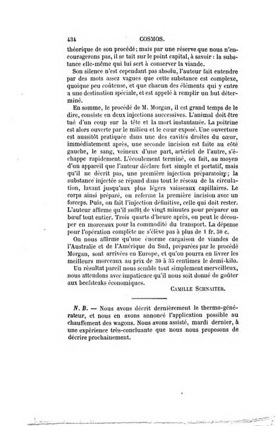 Le cosmos revue encyclopedique hebdomadaire des progres des sciences et de leurs applications aux arts et a l'industrie