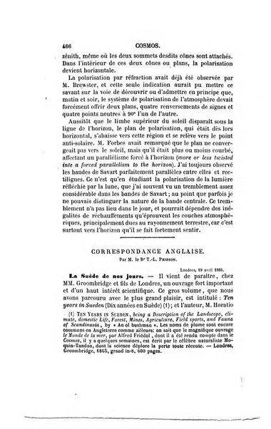 Le cosmos revue encyclopedique hebdomadaire des progres des sciences et de leurs applications aux arts et a l'industrie