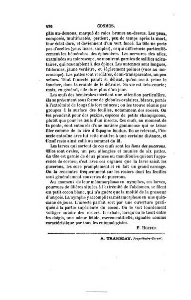 Le cosmos revue encyclopedique hebdomadaire des progres des sciences et de leurs applications aux arts et a l'industrie