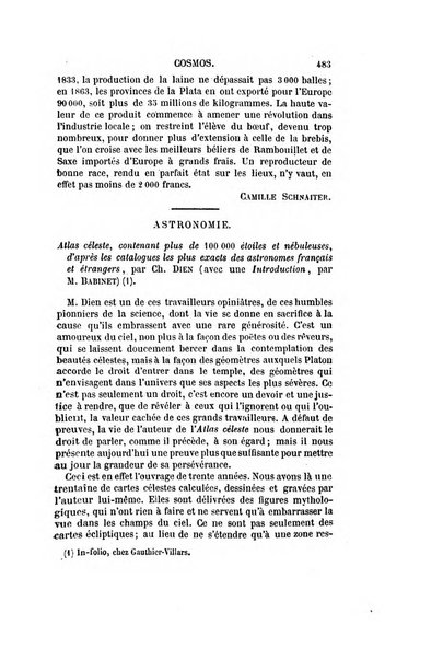 Le cosmos revue encyclopedique hebdomadaire des progres des sciences et de leurs applications aux arts et a l'industrie