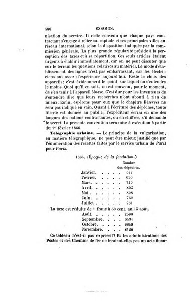 Le cosmos revue encyclopedique hebdomadaire des progres des sciences et de leurs applications aux arts et a l'industrie