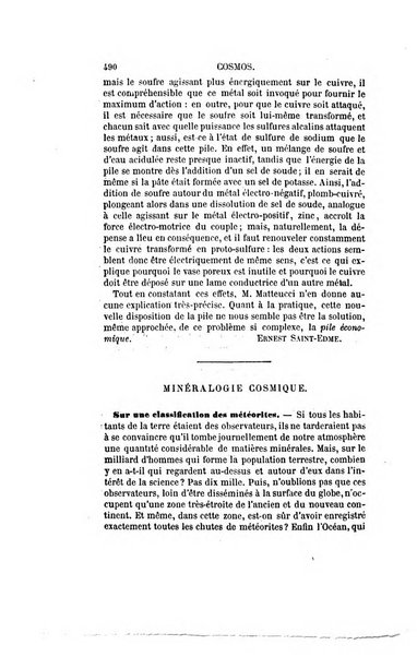 Le cosmos revue encyclopedique hebdomadaire des progres des sciences et de leurs applications aux arts et a l'industrie