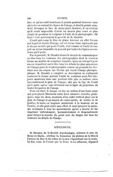 Le cosmos revue encyclopedique hebdomadaire des progres des sciences et de leurs applications aux arts et a l'industrie