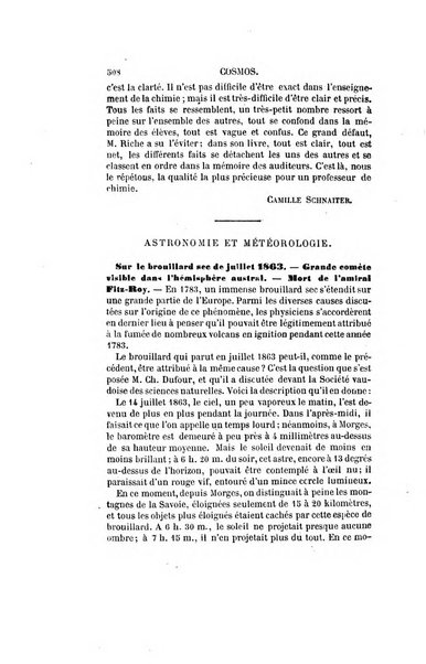 Le cosmos revue encyclopedique hebdomadaire des progres des sciences et de leurs applications aux arts et a l'industrie