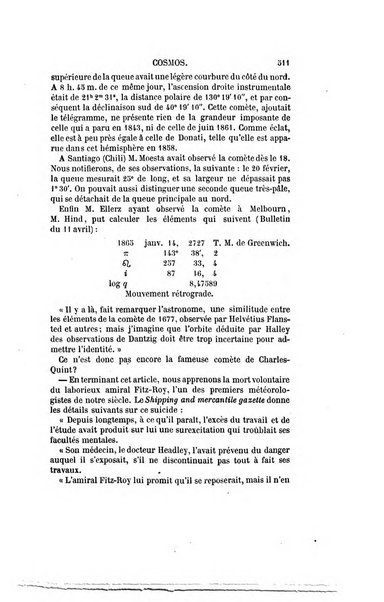 Le cosmos revue encyclopedique hebdomadaire des progres des sciences et de leurs applications aux arts et a l'industrie