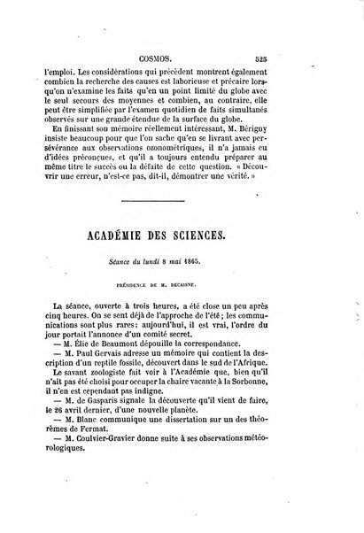 Le cosmos revue encyclopedique hebdomadaire des progres des sciences et de leurs applications aux arts et a l'industrie