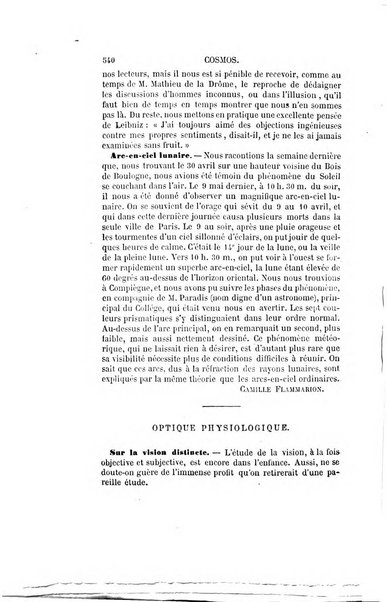 Le cosmos revue encyclopedique hebdomadaire des progres des sciences et de leurs applications aux arts et a l'industrie