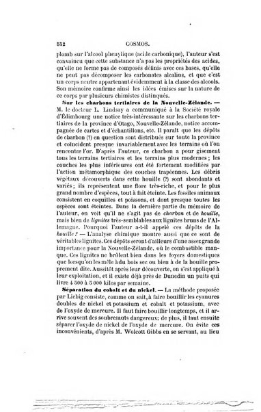 Le cosmos revue encyclopedique hebdomadaire des progres des sciences et de leurs applications aux arts et a l'industrie