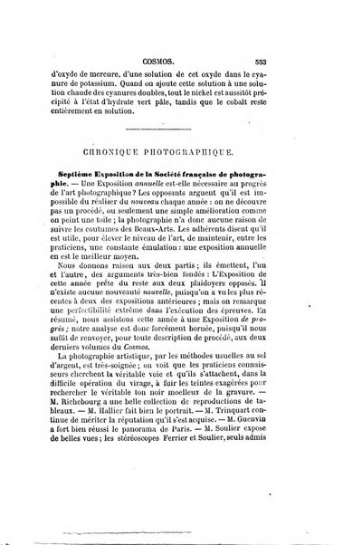 Le cosmos revue encyclopedique hebdomadaire des progres des sciences et de leurs applications aux arts et a l'industrie