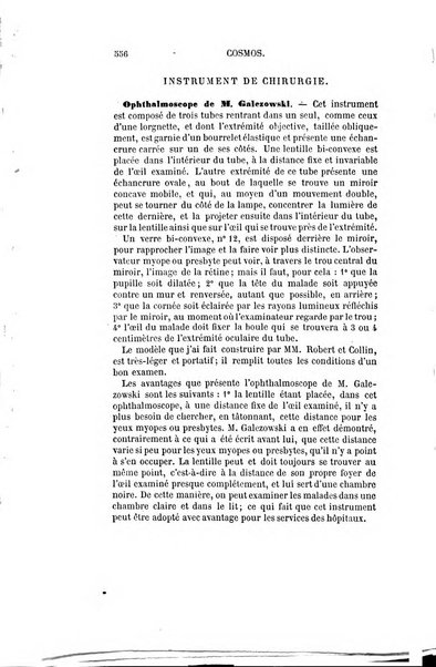 Le cosmos revue encyclopedique hebdomadaire des progres des sciences et de leurs applications aux arts et a l'industrie