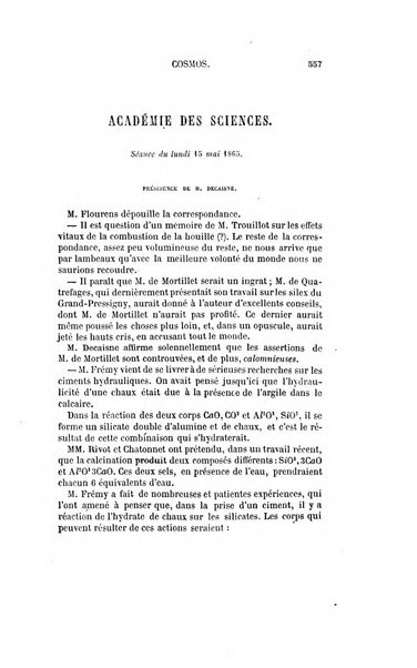 Le cosmos revue encyclopedique hebdomadaire des progres des sciences et de leurs applications aux arts et a l'industrie