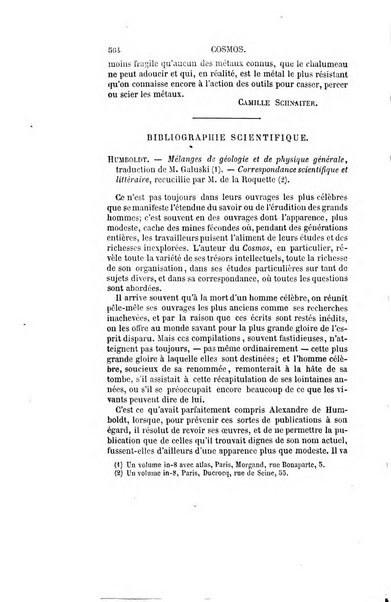 Le cosmos revue encyclopedique hebdomadaire des progres des sciences et de leurs applications aux arts et a l'industrie