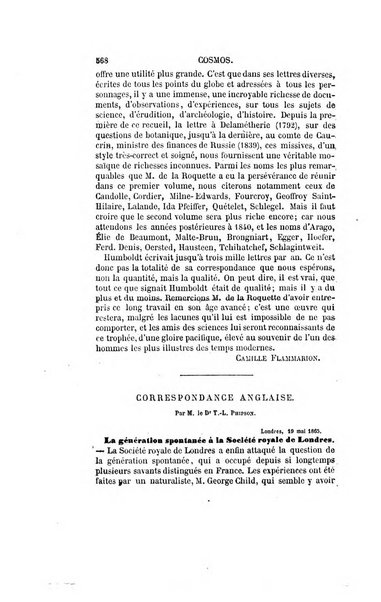 Le cosmos revue encyclopedique hebdomadaire des progres des sciences et de leurs applications aux arts et a l'industrie