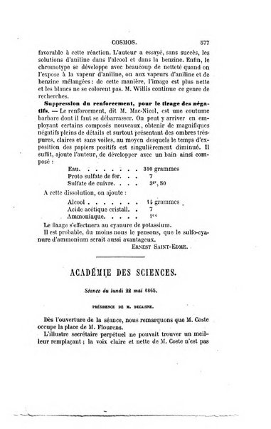 Le cosmos revue encyclopedique hebdomadaire des progres des sciences et de leurs applications aux arts et a l'industrie