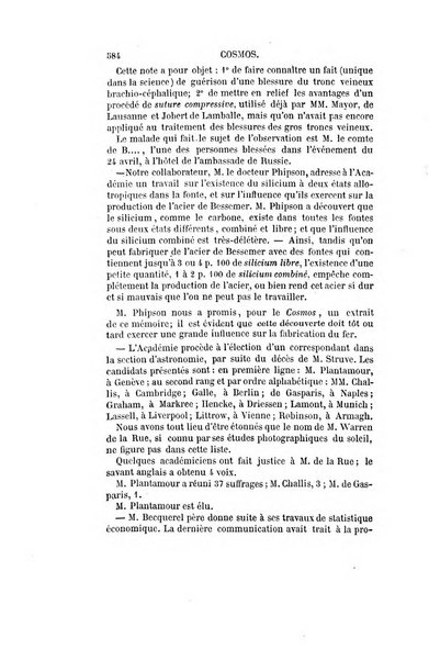 Le cosmos revue encyclopedique hebdomadaire des progres des sciences et de leurs applications aux arts et a l'industrie