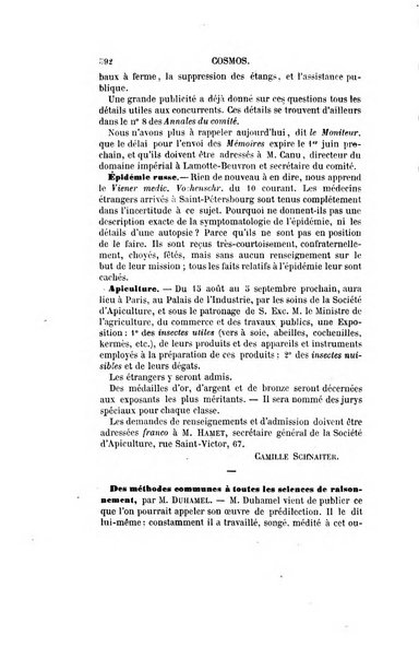 Le cosmos revue encyclopedique hebdomadaire des progres des sciences et de leurs applications aux arts et a l'industrie