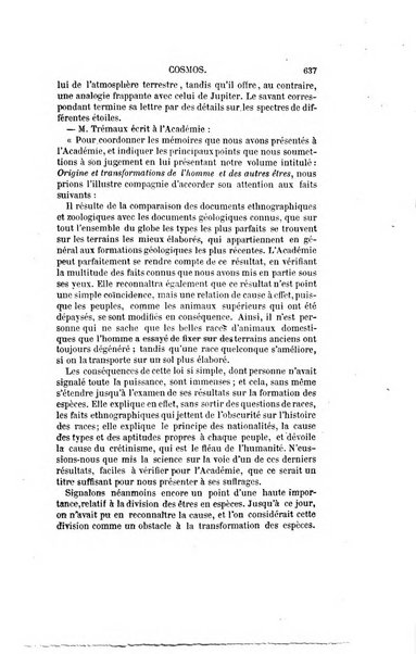 Le cosmos revue encyclopedique hebdomadaire des progres des sciences et de leurs applications aux arts et a l'industrie