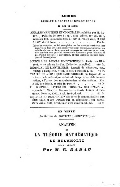 Le cosmos revue encyclopedique hebdomadaire des progres des sciences et de leurs applications aux arts et a l'industrie